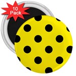 Polka Dots - Black on Canary Yellow 3  Magnet (10 pack)