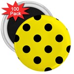 Polka Dots - Black on Canary Yellow 3  Magnet (100 pack)