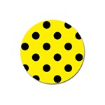 Polka Dots - Black on Canary Yellow Magnet 3  (Round)