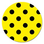 Polka Dots - Black on Canary Yellow Magnet 5  (Round)