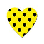 Polka Dots - Black on Canary Yellow Magnet (Heart)