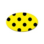 Polka Dots - Black on Canary Yellow Sticker Oval (10 pack)