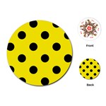 Polka Dots - Black on Canary Yellow Playing Cards (Round)