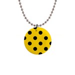 Polka Dots - Black on Gold Yellow 1  Button Necklace