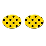 Polka Dots - Black on Gold Yellow Cufflinks (Oval)