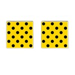 Polka Dots - Black on Gold Yellow Cufflinks (Square)