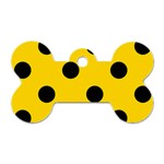 Polka Dots - Black on Gold Yellow Dog Tag Bone (One Side)