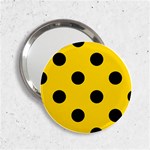 Polka Dots - Black on Gold Yellow 2.25  Handbag Mirror