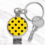 Polka Dots - Black on Gold Yellow Nail Clippers Key Chain