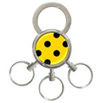 Polka Dots - Black on Gold Yellow 3-Ring Key Chain