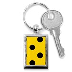 Polka Dots - Black on Gold Yellow Key Chain (Rectangle)