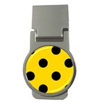 Polka Dots - Black on Gold Yellow Money Clip (Round)