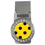 Polka Dots - Black on Gold Yellow Money Clip (CZ)