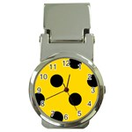 Polka Dots - Black on Gold Yellow Money Clip Watch