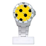 Polka Dots - Black on Gold Yellow Nurses Watch