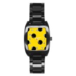 Polka Dots - Black on Gold Yellow Stainless Steel Barrel Watch