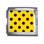 Polka Dots - Black on Gold Yellow Mega Link Italian Charm (18mm)