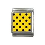 Polka Dots - Black on Gold Yellow Italian Charm (13mm)