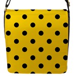 Polka Dots - Black on Gold Yellow Flap Closure Messenger Bag (S)