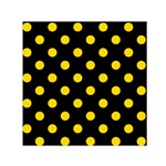 Polka Dots - Gold Yellow on Black Small Satin Scarf  (Square)