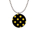 Polka Dots - Gold Yellow on Black 1  Button Necklace