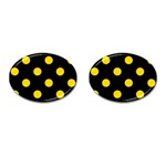 Polka Dots - Gold Yellow on Black Cufflinks (Oval)