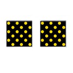 Polka Dots - Gold Yellow on Black Cufflinks (Square)