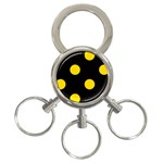 Polka Dots - Gold Yellow on Black 3-Ring Key Chain