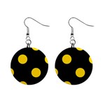 Polka Dots - Gold Yellow on Black 1  Button Earrings