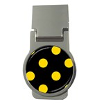 Polka Dots - Gold Yellow on Black Money Clip (Round)