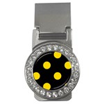 Polka Dots - Gold Yellow on Black Money Clip (CZ)