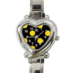 Polka Dots - Gold Yellow on Black Heart Italian Charm Watch