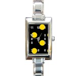 Polka Dots - Gold Yellow on Black Rectangle Italian Charm Watch