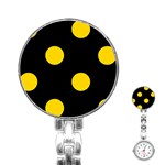 Polka Dots - Gold Yellow on Black Stainless Steel Nurses Watch