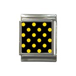 Polka Dots - Gold Yellow on Black Italian Charm (13mm)