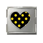 Polka Dots - Gold Yellow on Black Mega Link Heart Italian Charm (18mm)