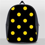 Polka Dots - Gold Yellow on Black School Bag (Large)