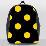 Polka Dots - Gold Yellow on Black School Bag (XL)