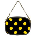 Polka Dots - Gold Yellow on Black Chain Purse (Two Sides)