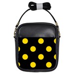 Polka Dots - Gold Yellow on Black Girls Sling Bag