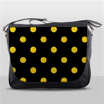 Polka Dots - Gold Yellow on Black Messenger Bag