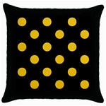 Polka Dots - Deep Lemon Yellow on Black Throw Pillow Case (Black)