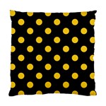 Polka Dots - Deep Lemon Yellow on Black Standard Cushion Case (One Side)