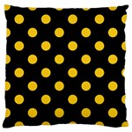 Polka Dots - Deep Lemon Yellow on Black Large Cushion Case (One Side)