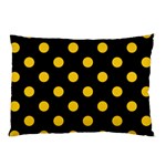 Polka Dots - Deep Lemon Yellow on Black Pillow Case (Two Sides)