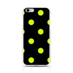 Polka Dots - Fluorescent Yellow on Black Apple iPhone 6/6S Silicone Case (Transparent)