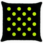 Polka Dots - Fluorescent Yellow on Black Throw Pillow Case (Black)