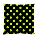 Polka Dots - Fluorescent Yellow on Black Standard Cushion Case (One Side)