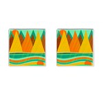 Orange and green landscape Cufflinks (Square)