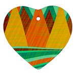 Orange and green landscape Heart Ornament (2 Sides)